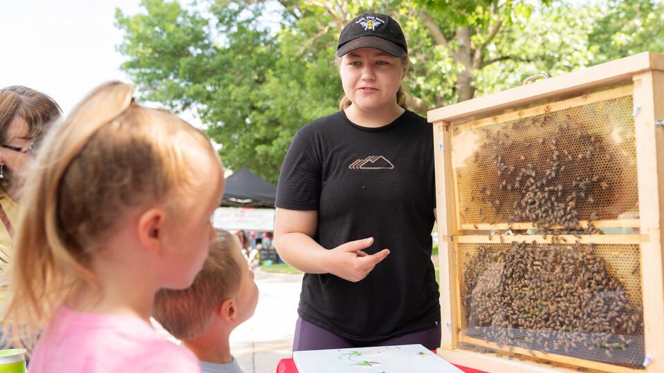 Children learn about bees during an East Campus Discovery Days